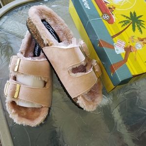 Pink Sherpa Birkenstocks